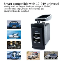 Cargador Universal para coche, puerto de carga Dual USB, 5V, 3.4A, tipo interruptor, con cable, color negro