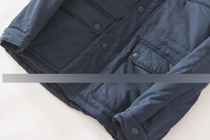 105go Men'S Wear Winter New Style Handsome Slim Fit Small Stand Collar Multi-pockets Cotton Coat Workwear Cotton-padded Clothes