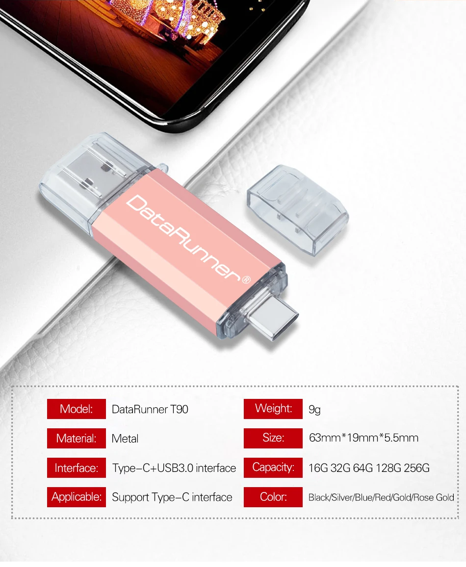 Новый DataRunner Тип C USB флэш-накопитель портативный флэш-накопитель 16 ГБ 32 ГБ 64 Гб 128 ГБ 256 ГБ 2 в 1 флеш-накопитель USB 3,0 флешки