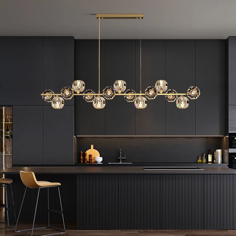 Nordic Gold Luxury Copper Chandeliers Modern Crystal Lampshade Lighting for Dining room Mall Cloth Store Hanging Lamp Decorate | Лампы и