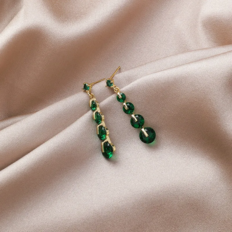 

Trendy Crystal Women Dangle Earrings Simple Color Zircon Personalized Crystal Earrings Drop Earrings Jewelry Earrings