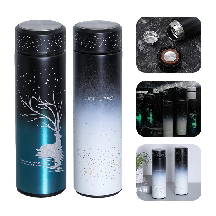 

500Ml Luminous Vacuum Flask Birthday's Gift Star Gradient Stainless Steel Water Cup Portable Thermos Cup for Student Couple