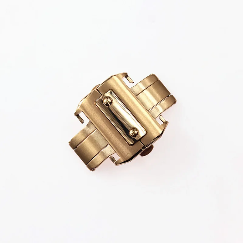 Rose Gold HAOCI 18/21 мм браслеты для часов из нержавеющей стали застежка для CARTIER элегантные Santos застежка Качество ремешок застежка - Цвет ремешка: Rose Gold