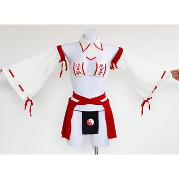 

Japanese Sexy Lingerie Set Erotic Retro Kimono Witch Uniform Micro Bra Pleated Skirt Japanese Anime Exorcist Cosplay Open Bra