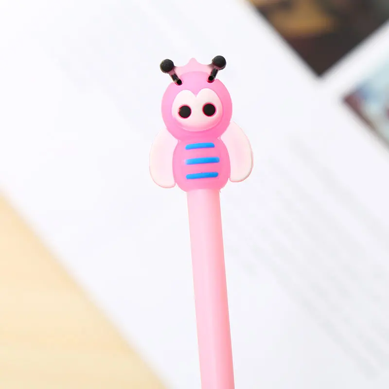 pink bee 1pc Креативные милые гелевые ручки каваи Фламинго единорог мультфильм животное Школа Офис фрукты Альпака свинья канцелярские принадлежности Kawai стационарная вещь - Цвет: pink bee 1pc