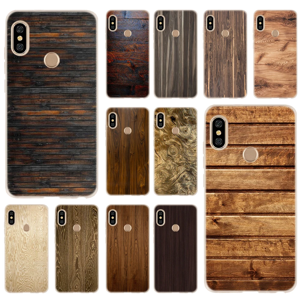 

Soft TPU Case Cover For Coque Xiaomi Redmi 4X 4A 6A 7a Y3 K20 5 Plus Note 8 7 6 5 Pro Wood grain