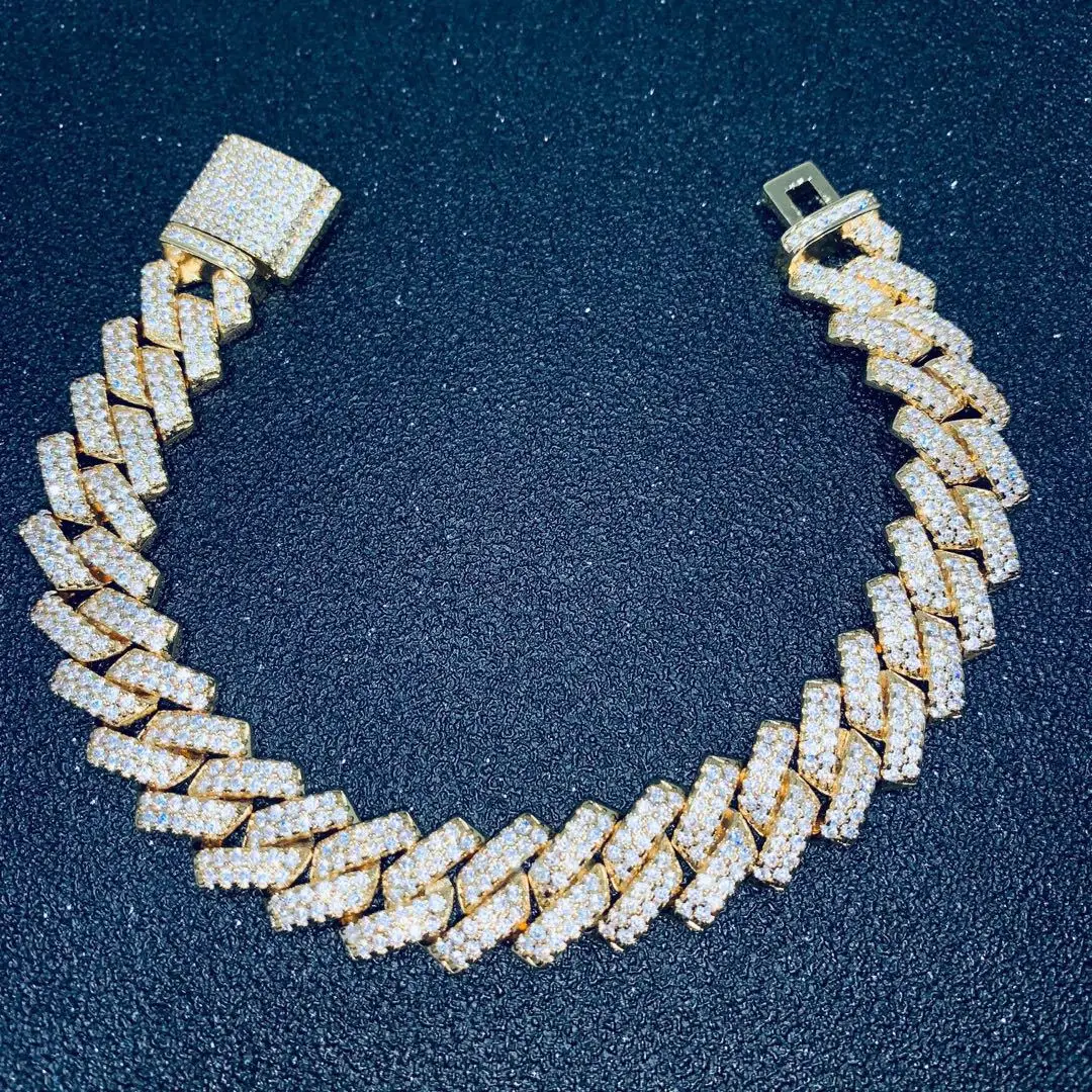 Big Heavy Hip Hop ice Men Boy Jewelry Micro Pave CZ Rose Gold Two Tone Color Rock Punk Ice Out Cuban Chain Necklace 19mm