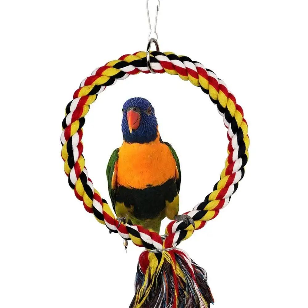

Bird Swing Perch Cotton Rope Ring Toy for Parrot Budgie Parakeet Lovebird Cage Perch Stand