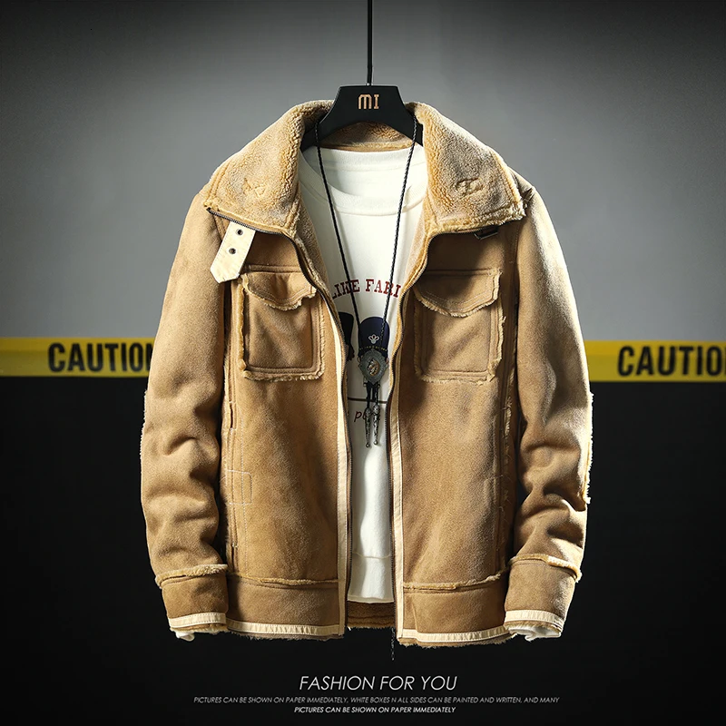 

Winter Fur One Jacket Men's Warm Thick Fashion Parka Men Solid Color Casual Lapel Coat Man Wild Large Size Cotton Jacket M-5XL