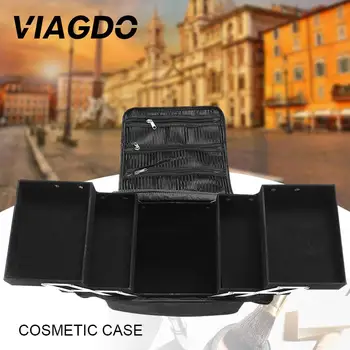 

3 trays Big Cosmetic Makeup Case Organizer Jewelry Storage Nail Tech Train Case
