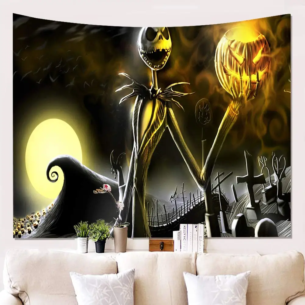 

Hippie Tapestry Wall Hangings Fun Halloween Pumpkins Skull in Front of Nightly Home Decor
