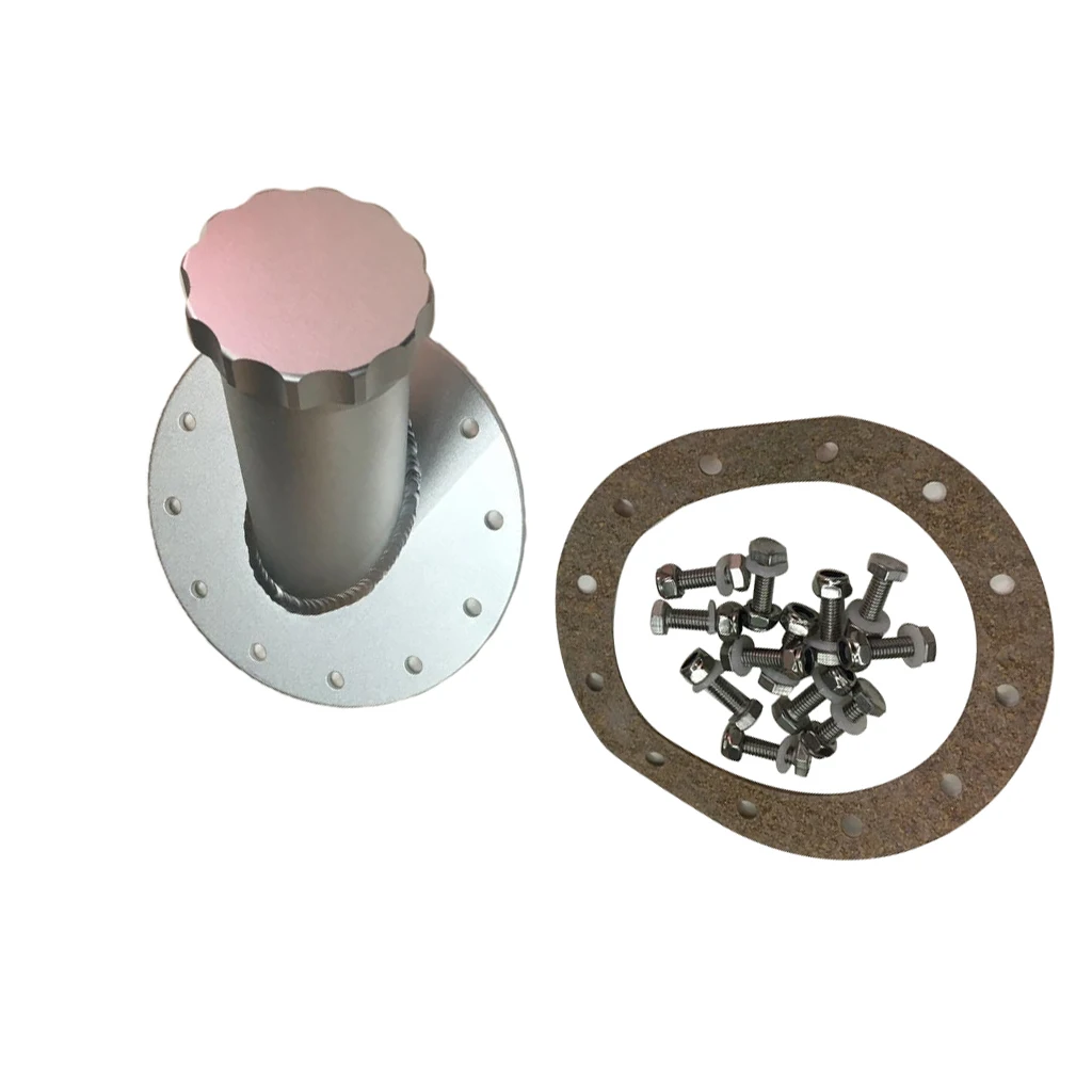 Billet Fuel Cell Fast Fill Filler Neck 45 Degree 12 Bolts Flange Aluminum Sliver