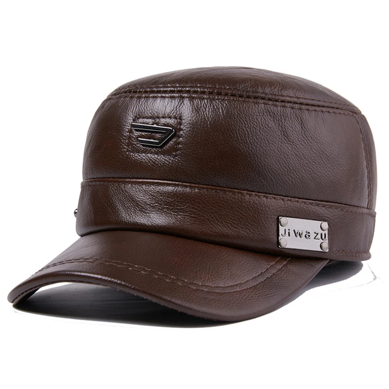 Genuine Leather Military Hats for Men 