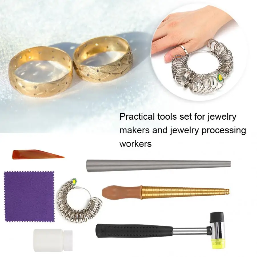 7pcs/ set Jewelry Washing Fluid Polishing Knife Finger Ring Mandrel Stick Ring Sizer Jewelry Polishing Making Tool Accessories