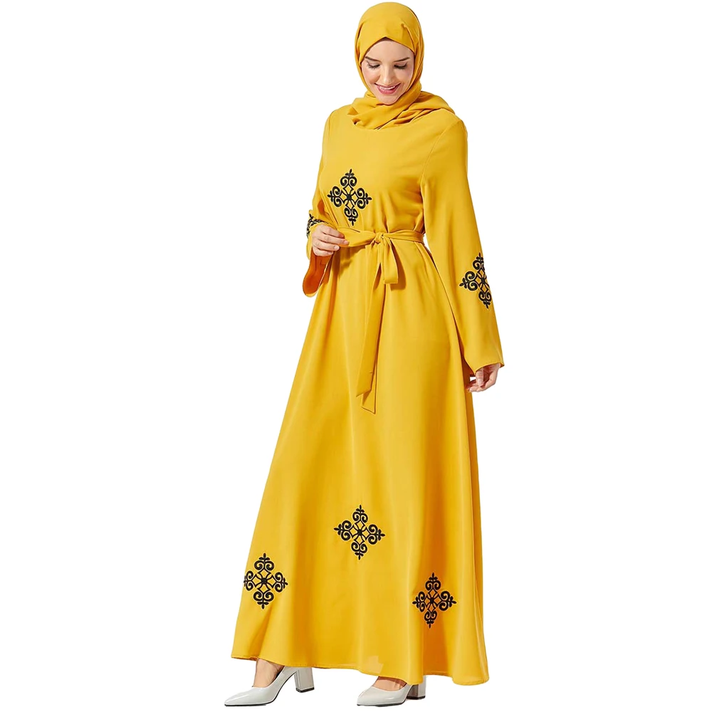 Abaya Дубай, женское макси платье, кафтан, мусульманский, длинный рукав, джилбаб, халаты с вышивкой этнические, праздничные, Коктейльные, свободная одежда, модное платье