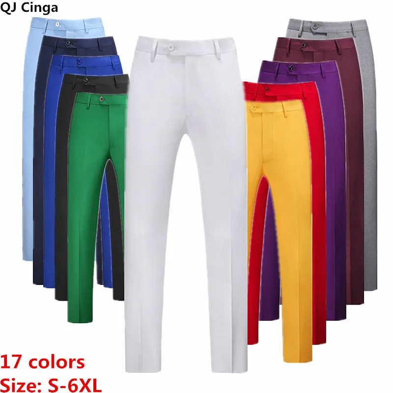 Men Formal Pants Elegant Man Office Work Pant Casual Polyester Fiber Trousers Men 17 Colors