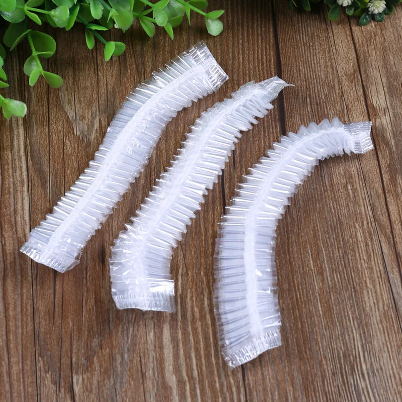 100pcs Disposable Shower Caps Hat Bathing Caps Hotel One-Off Elastic Shower Cap Clear Hair Salon Bathroom Products Bath Caps