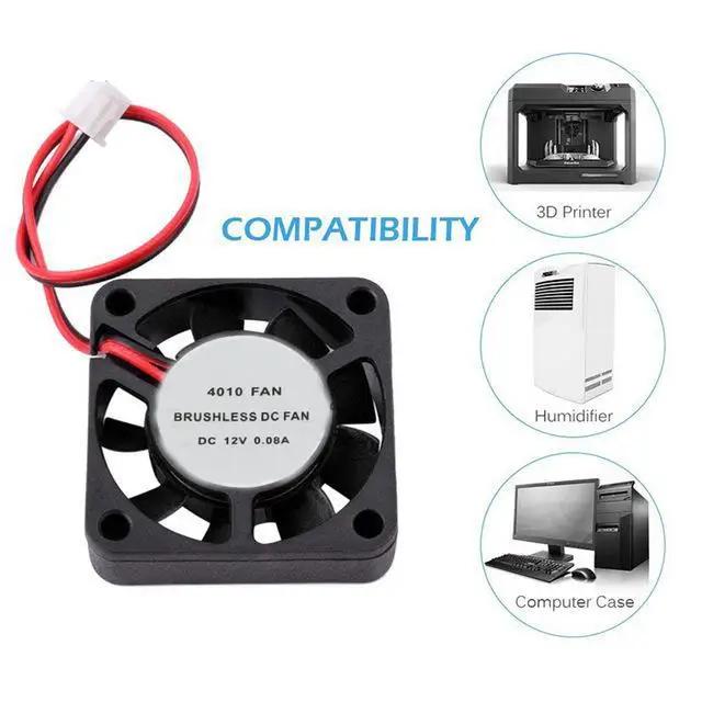 Enfriador de ventilador de ordenador, Enfriador de aire, disipador térmico, enfriador, tarjeta gráfica, Chip de vídeo 4010, 40x40x10 Mm, CC de 12v, 2 pines