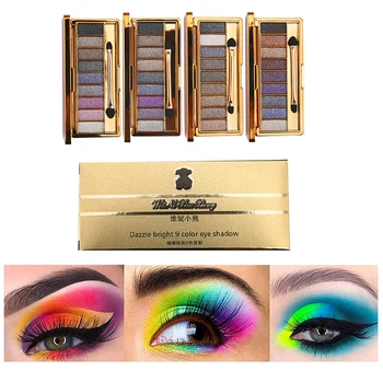 

Beauty Glazed Rainbow Colors Fusion Eyeshadow Palette 9 Shades Metallic Shimmer Palette Long Lasting Eye Shadow Pallet
