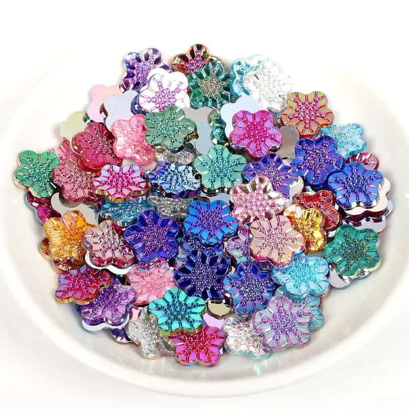 50pcs 20mm Mixed Resin Snowflake Flower Flatback Cabochon
