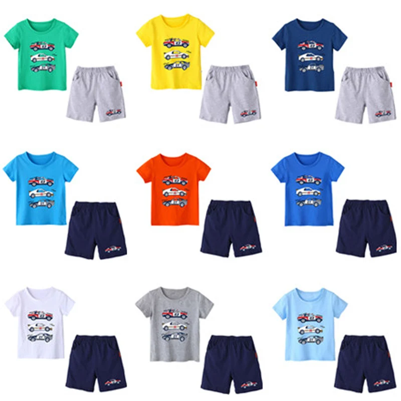 

Cartoon Car Print Summer Children Clothing Sets Cartoon Toddler Top+pant 2Pcs/sets Kids Casual Boys Clothes Sport Suits Outfit