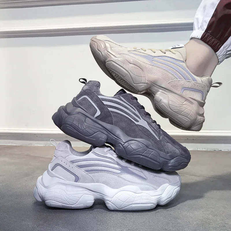 

Men's Sneakers Age Season Super Fire Shoes Men Thick Bottom Suspension Portable Leisure Running Solid Rubber Neoprene Lace-up