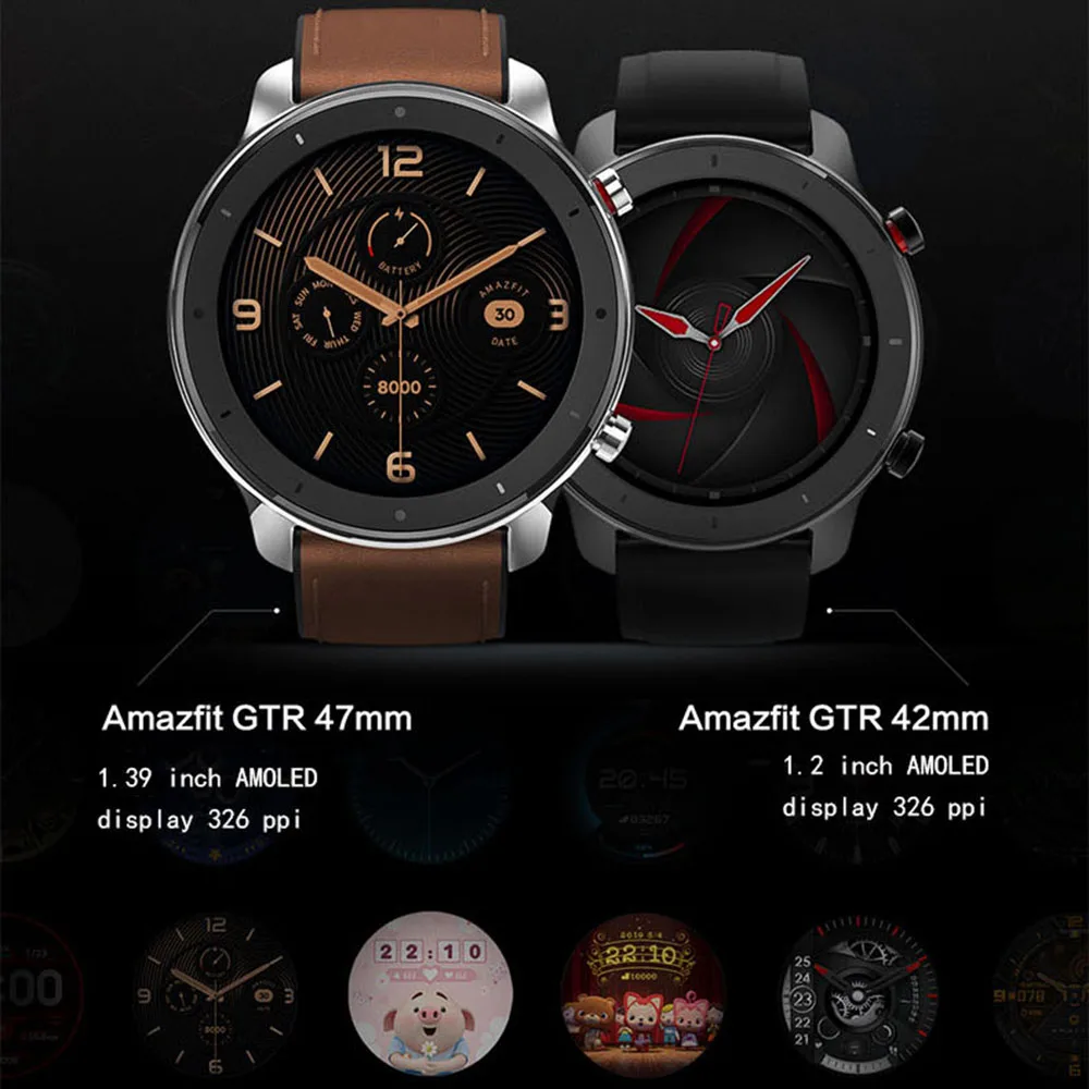 Глобальная версия Amazfit GTR 47 мм Huami Смарт-часы 5ATM водонепроницаемые 24 дня батарея gps управление музыкой Поддержка Android IOS