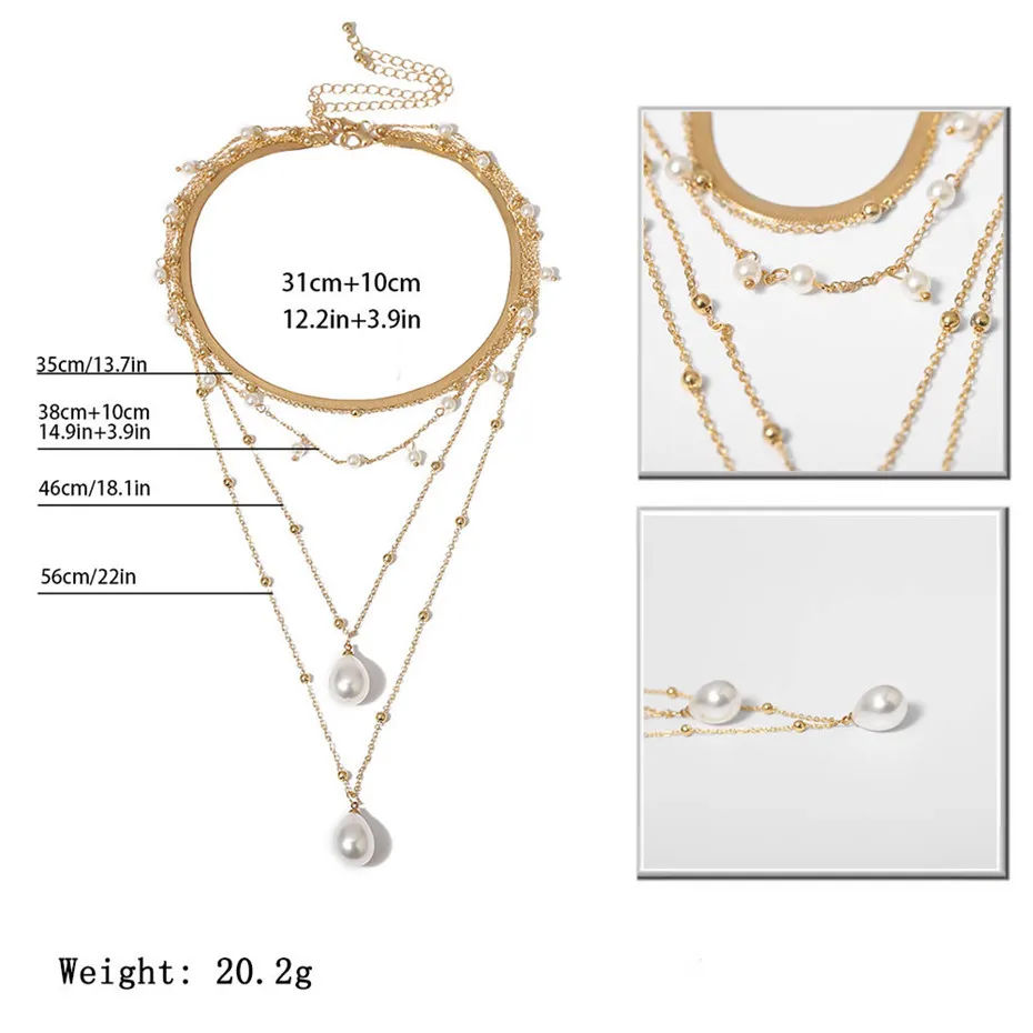 IngeSight. Z богемное многослойное ожерелье-чокер с искусственным жемчугом и кисточкой, массивное золотое ожерелье с подвеской для женщин, ювелирные изделия