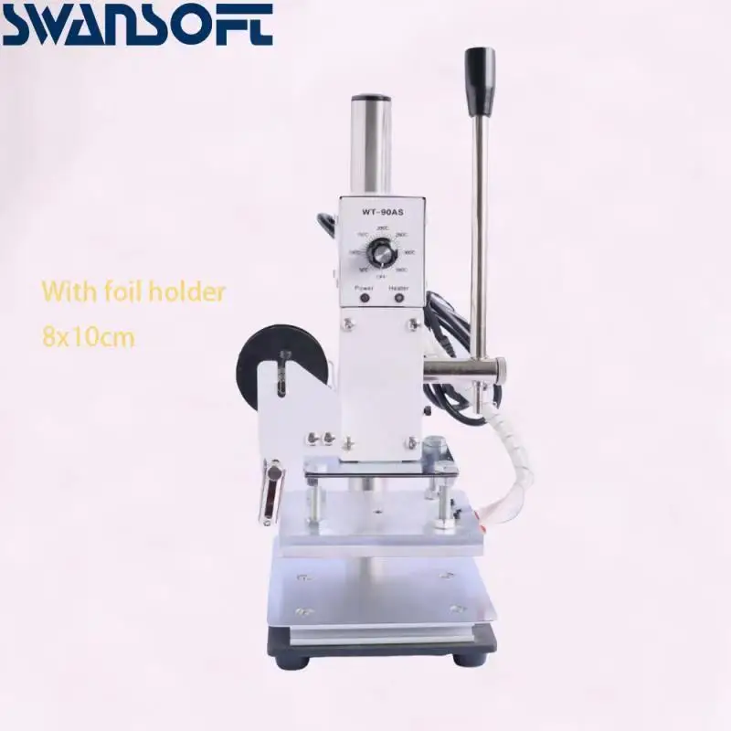 8x10cm with holder1 SWANSOFT WT-90DS машина для горячего тиснения ручной инструмент для тиснения карты дерево кожа принтер Горячая фольга цифровой штамповочный станок - Цвет: 8x10cm with holder1