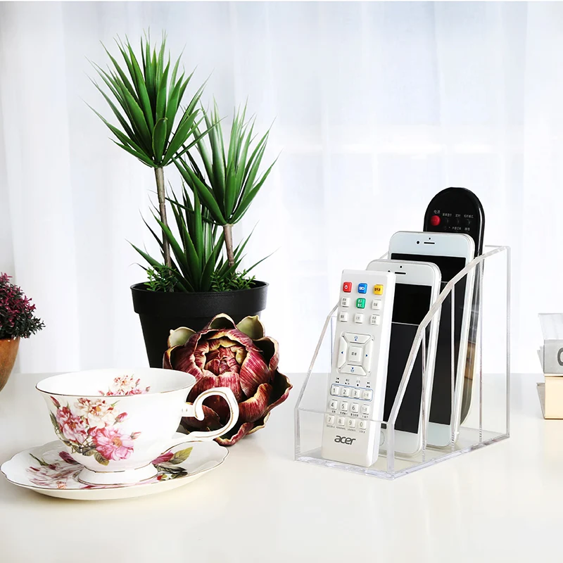 

Creative Transparent 4 Slots Office Organizer Acrylic Storage Box for Stationary/Sundries/Cosmetics Remote Controller Holder