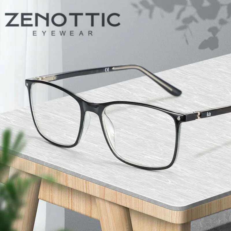 ZENOTTIC квадратный анти синий светильник оправа для очков мужские ацетатные