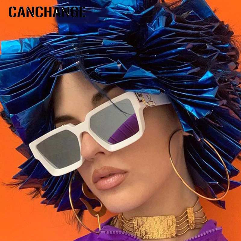 CANCHANGE Sunglasses Men Street Shooting Ins Fashion model Square Women Vintage Gradient Glasses Brand Designer | Аксессуары для