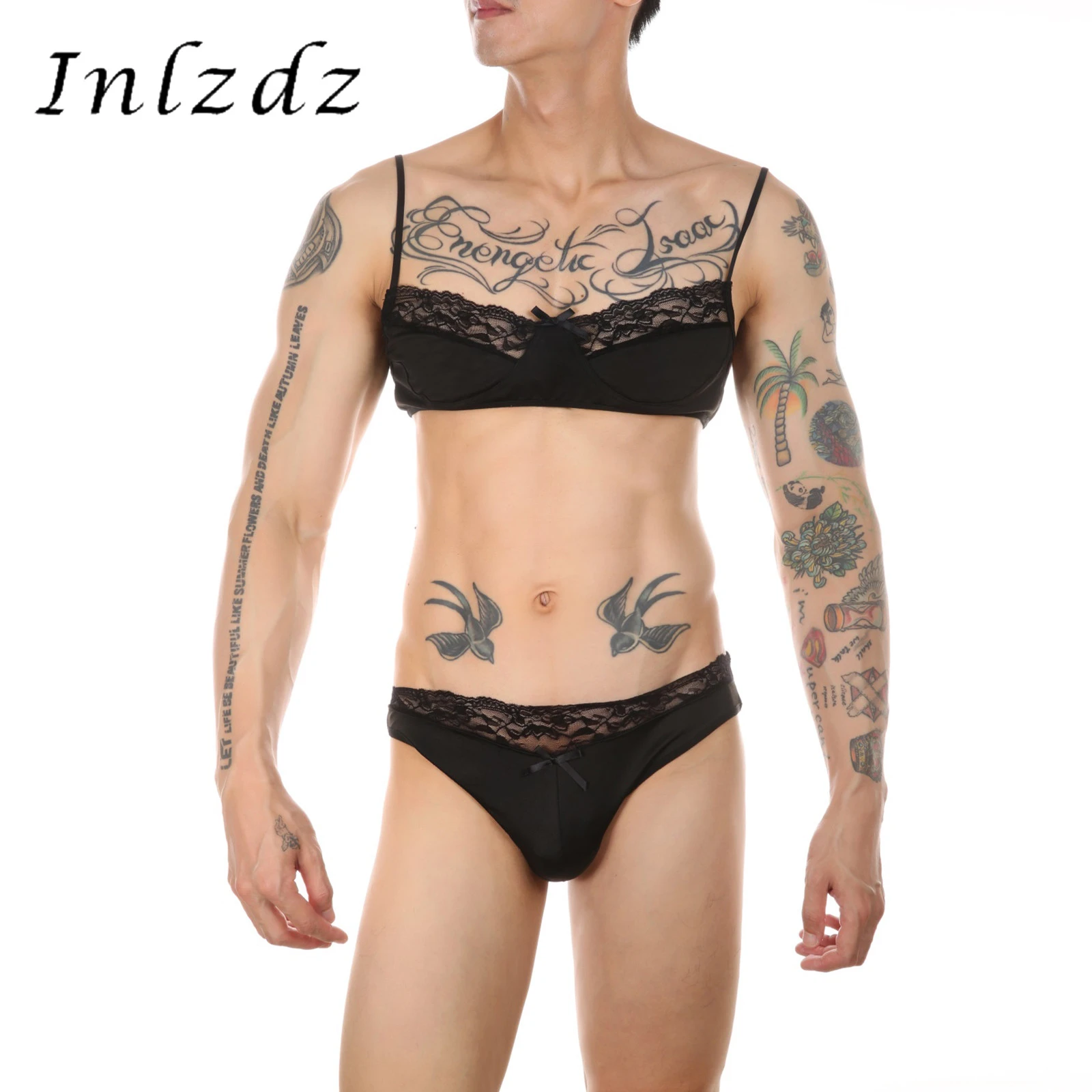 Ropa interior erótica Crossdresser Sissy para hombre, conjunto de lencería con encaje, sujetador ajustable con finos y bragas de cintura baja, dos piezas|Conjuntos de lencería| - AliExpress