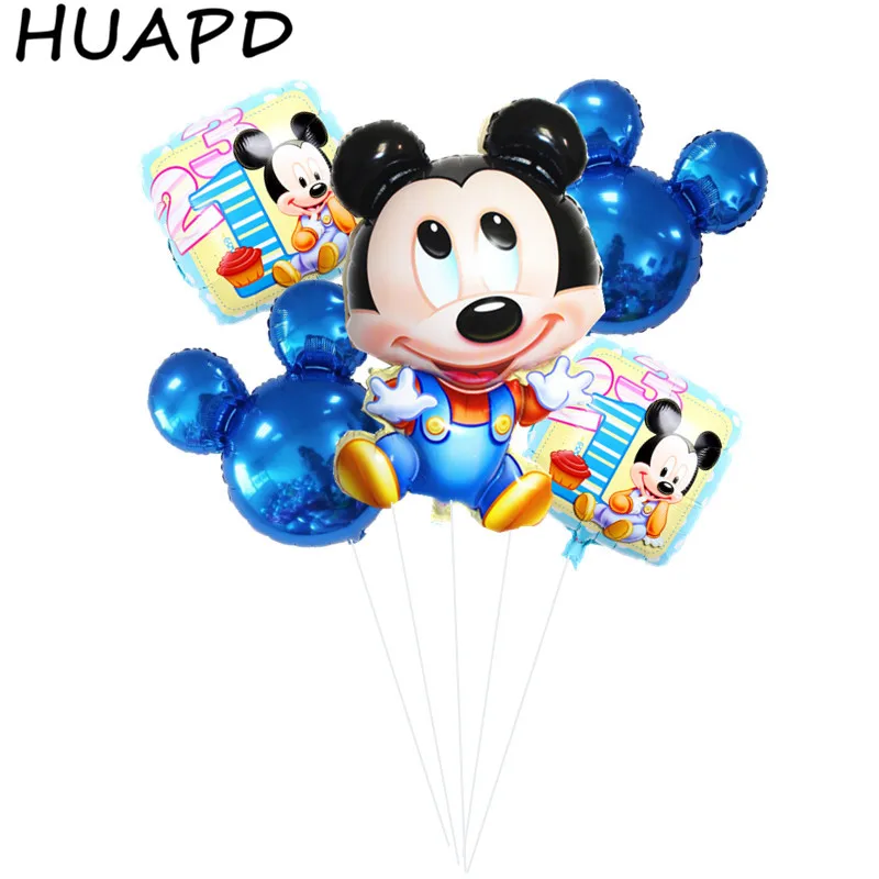 5 предметов в партии, счастливый День Рождения декоративные надувные шары Mickey Мышь 18-дюймовые Фольга шар для 1st День рождения украшения globos дети