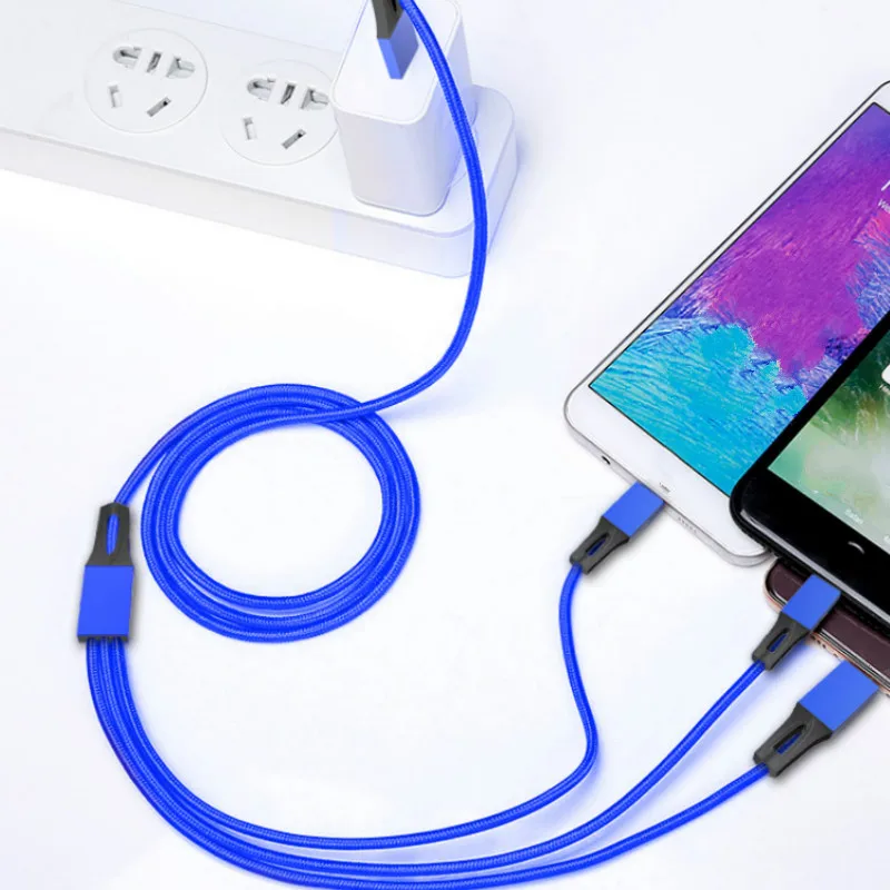 Usb-кабель 3 в 1 зарядный кабель 3A для Iphone X Micro USB type C быстрый заряд кабеля для samsung Note 9 Redmi Note 8 1,2 m шнур данных