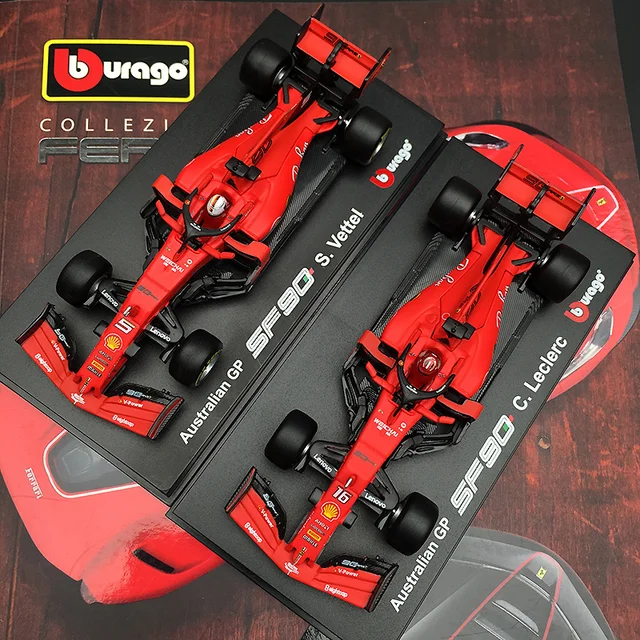 Bburago 1:43 F1 Ferrari 2019 SF90 Formula car Acrylic dust cover simulation decoration collection gift toy die-casting model 1