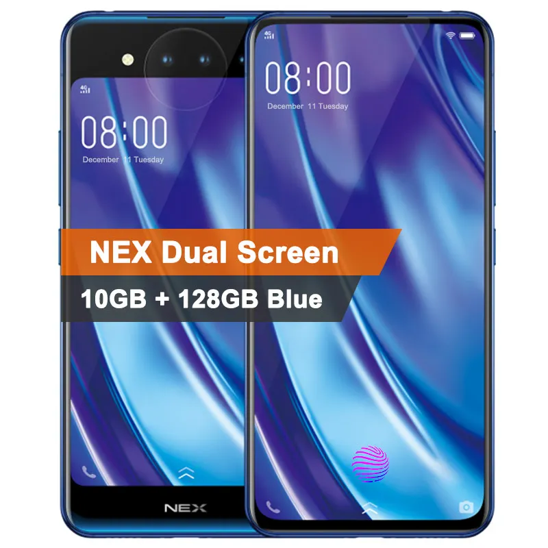 Двусторонний мобильный телефон vivo nex 2, 10 ГБ, 128 ГБ, snapdraon, 845, 6,39 дюймов, экран, отпечаток пальца, три камеры, телефон - Цвет: 10G 128G Polar Blue