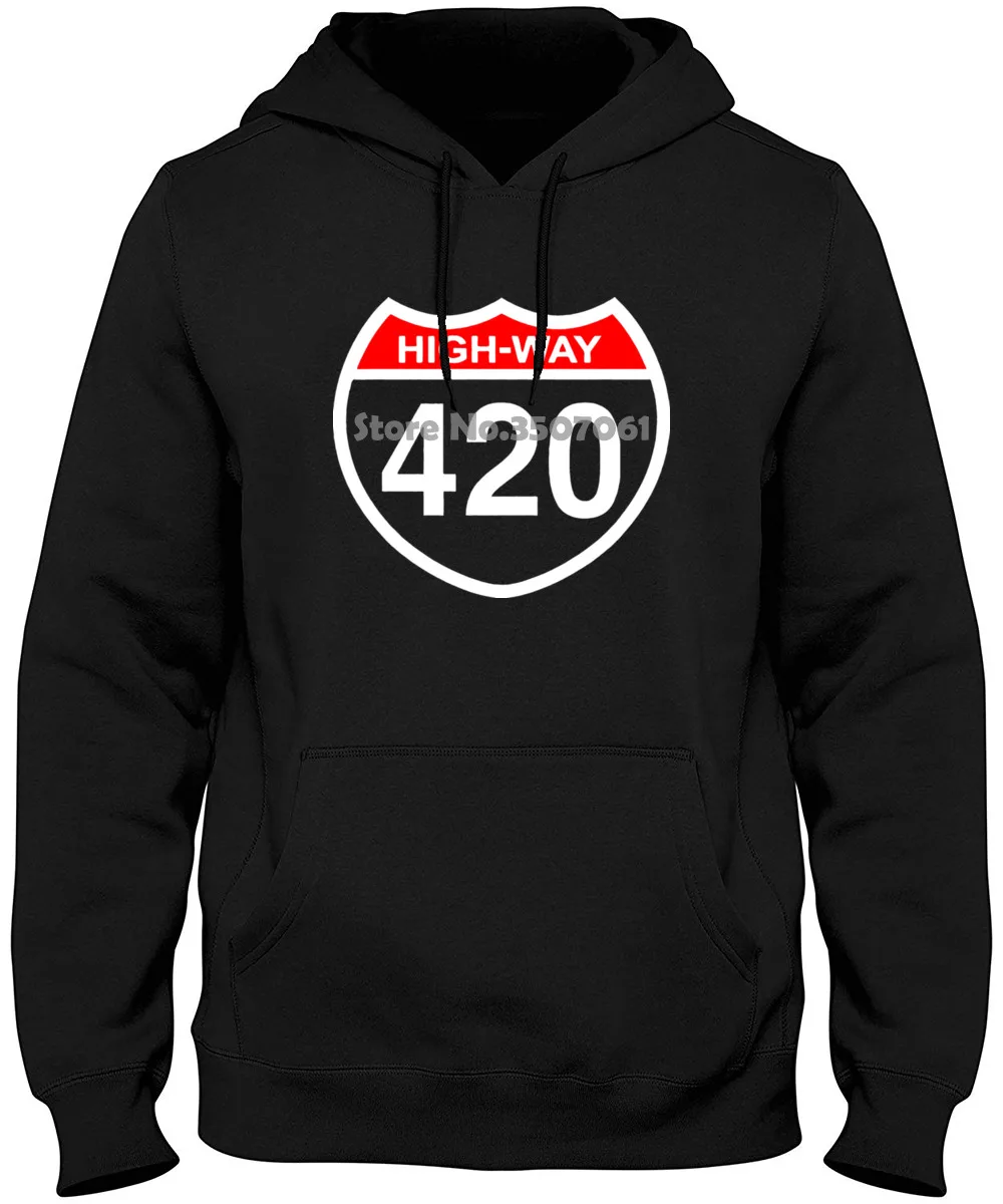 

Men Black Short Sleeve long Sleeve Cotton Hip Hop Print Men's Highway 420 Four Twenty Weed Hoodies & Sweatshirts