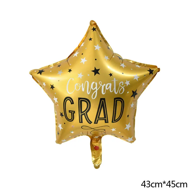 1-15pcs Graduation Balloons Gold Silver Black Latex Balloon Confetti Ballons 2022 Congratulation Grad Party Decoration Supplies 1pc star gold