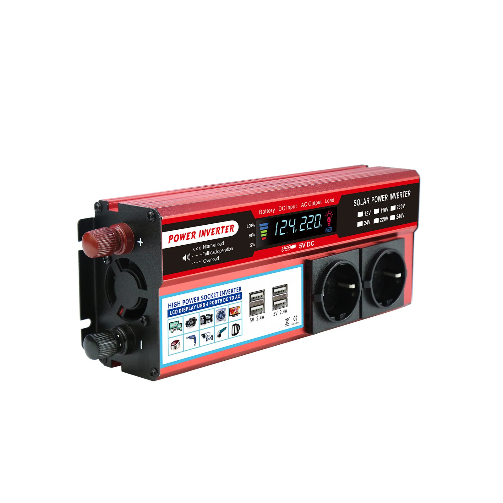 

1000W/1500W/2000W Car Inverter Converte DC 12v/24v To AC 110V High Efficiency Pure Sine Wave Inverter Universal EU Socket Best
