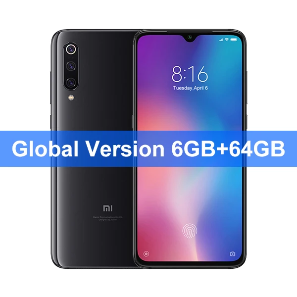 Глобальная версия Xiaomi mi 9 mi 9 6GB 64GB мобильный телефон Восьмиядерный процессор Snapdragon 855 6,3" AMOLED дисплей 48MP AI Тройная камера - Цвет: 6GB 64GB Black