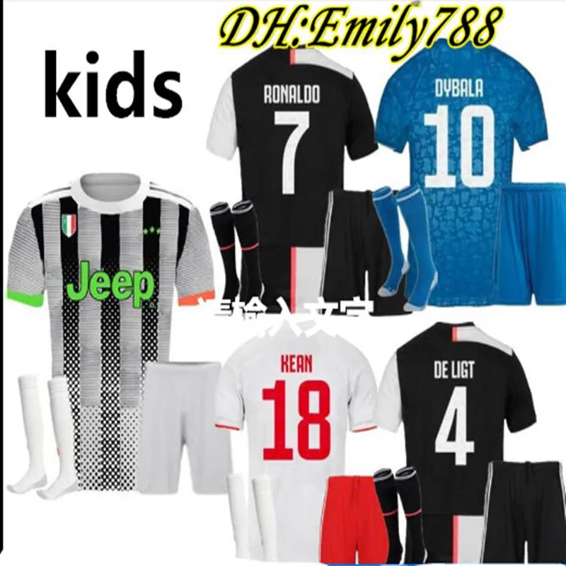 juve soccer jersey 2019 Free patch NEW juvees kids kit +socks Soccer Jersey DE LIGT Ronaldo 19 20 child suit Football shirt |
