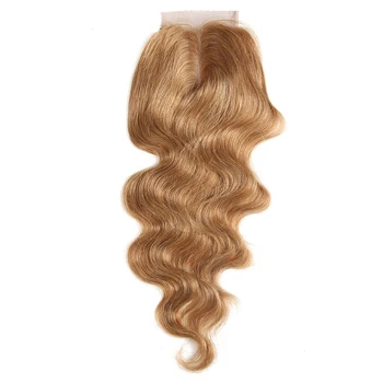

4x4 Golden Blonde Human Hair Lace Closure Body Wave European Remy Human Hair Extensions Free Middle Three Part with Baby Hair