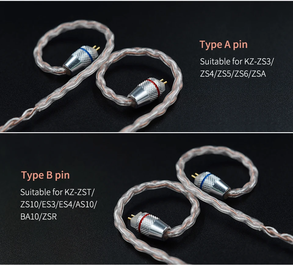 KZ 8 Core медь серебро смешанный Модернизированный кабель 2pin/Mmcx разъем использовать для KZ ZS4/ZS5/ZS6/ZSA/ED16/ZSN/ZST/ES4/ZS10/AS10/BA10