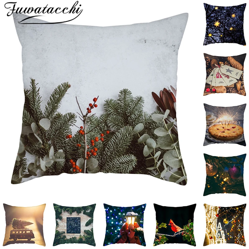 

Fuwatacchi Christmas Pillow Case New Year Featival Gift Cushion Cover for Home Sofa Coussin Decoratif Coussin Decoratif 45*45cm