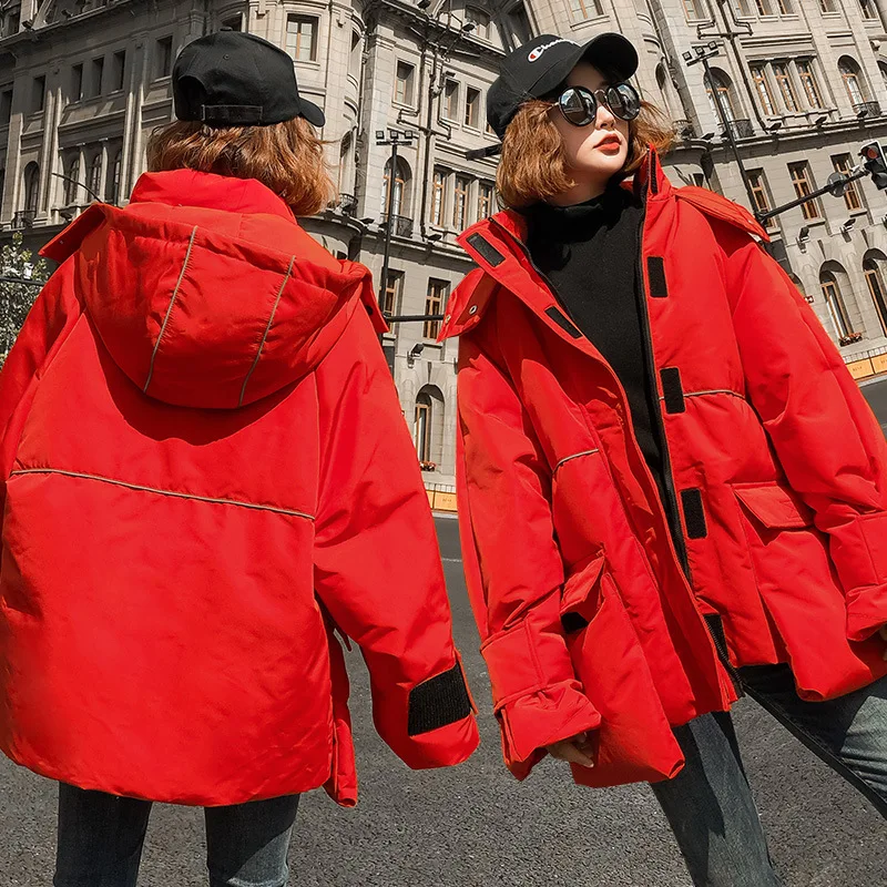 

Cotton Coat Students Short Large Size Warm Japanese Korean Hong Kong Style Warm Red Handsome Autumn & Winter Small Thick Coat Wo