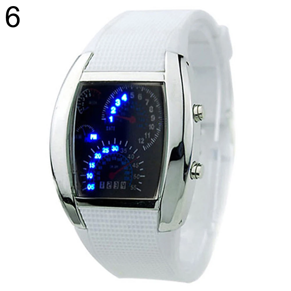 Cool Rubber Band RPM Speedometer Car Turbo Style Digital LED Wrist Watch Gift reloj digital mujer relogio Mas-culino Fashion Men