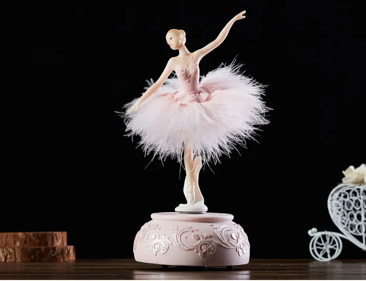 Elegant and Refined Ballerina Dance Carousel Music Box 2 Color Feather Music Box Diy Wedding Birthday Gift for Girls