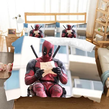 

Duvet Cover Comic Films Figure Deadpool Microfiber Home Bedding Set Pillowcase Double King Size Bedspread Boys Room Decoration