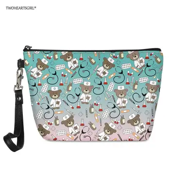 

Women Cartoon Nurse Bear Cosmetic Bag Travel Makeup Case Zipper Make Up Bath Organizer Storage Pouch Toiletry Wash Beauty Kit